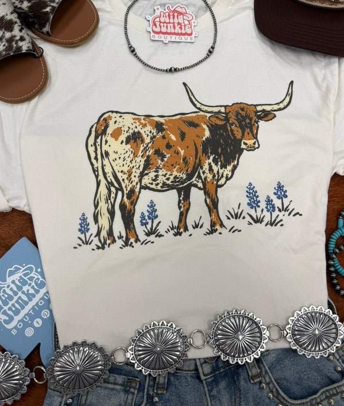 Texas Longhorn Bluebonnet Graphic Tee - Wild Junkie - Flyclothing LLC