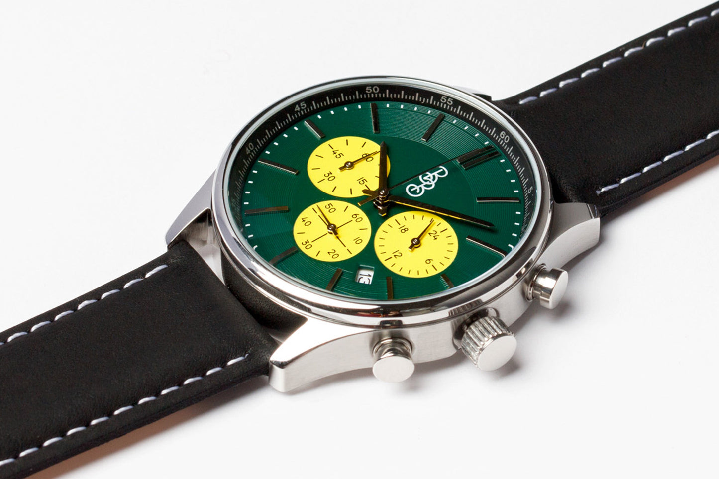 Green and Yellow Chronograph - The Beyond Boring Watch Company - Flyclothing LLC