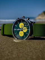 Green and Yellow Chronograph - The Beyond Boring Watch Company - Flyclothing LLC