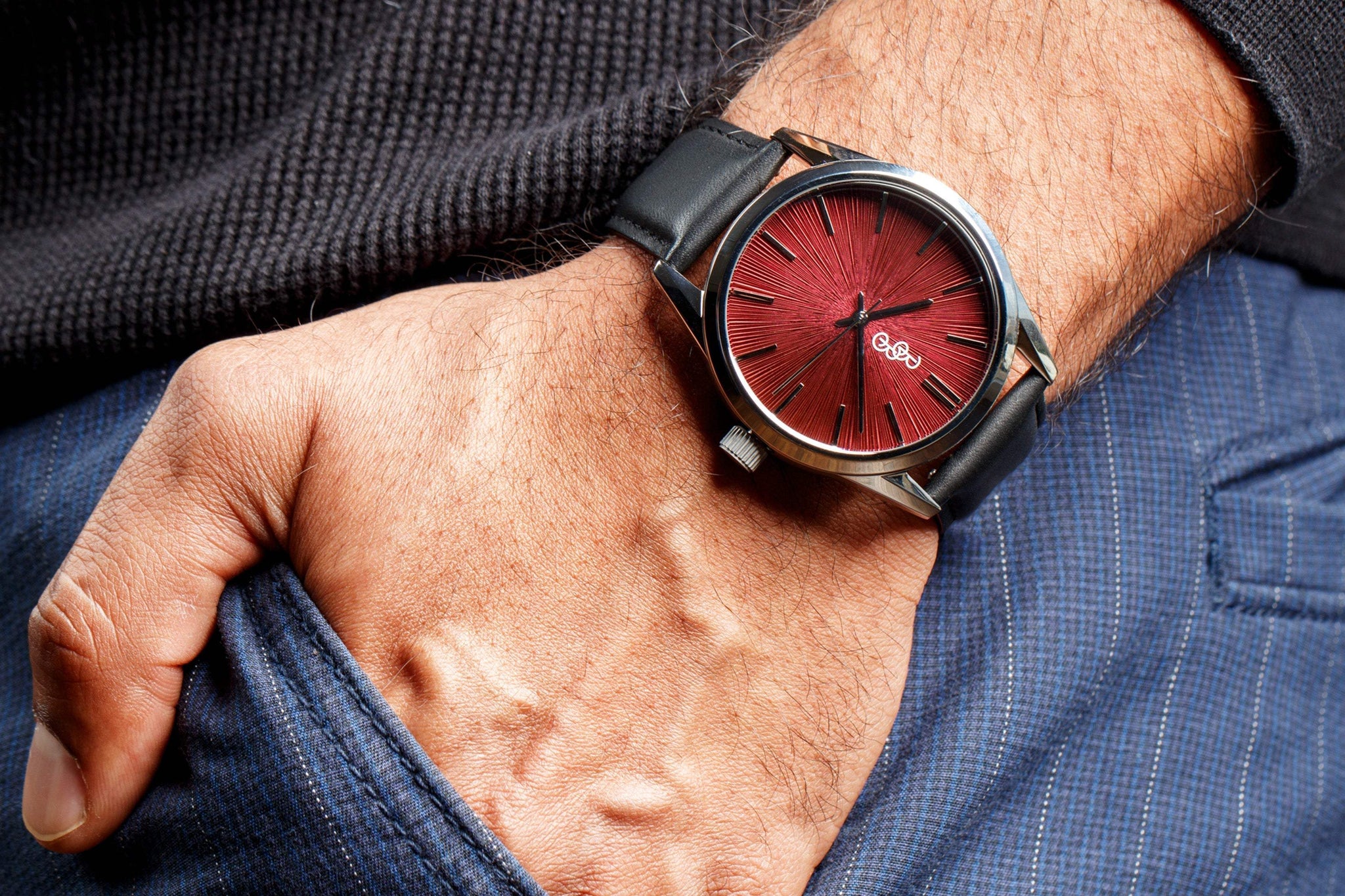 Burgundy Sunburst Watch - The Beyond Boring Watch Company - Flyclothing LLC