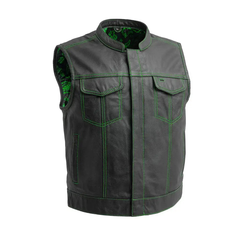 The Club Cut Men's Motorcycle Leather Vest, Multiple Color Options - First Manufacturing Company - Flyclothing LLC