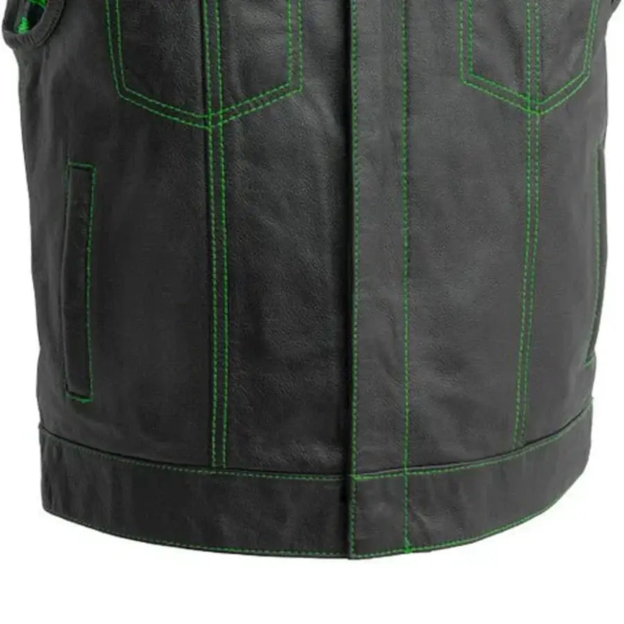 The Club Cut Men's Motorcycle Leather Vest, Multiple Color Options - First Manufacturing Company - Flyclothing LLC
