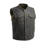 The Club Cut Men's Motorcycle Leather Vest, Multiple Color Options - First Manufacturing Company - Flyclothing LLC