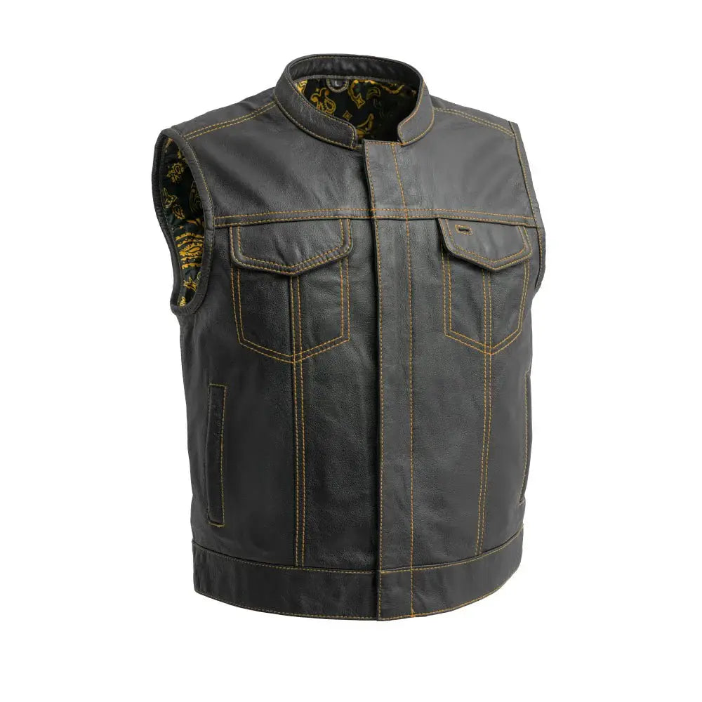 The Club Cut Men's Motorcycle Leather Vest, Multiple Color Options - First Manufacturing Company - Flyclothing LLC