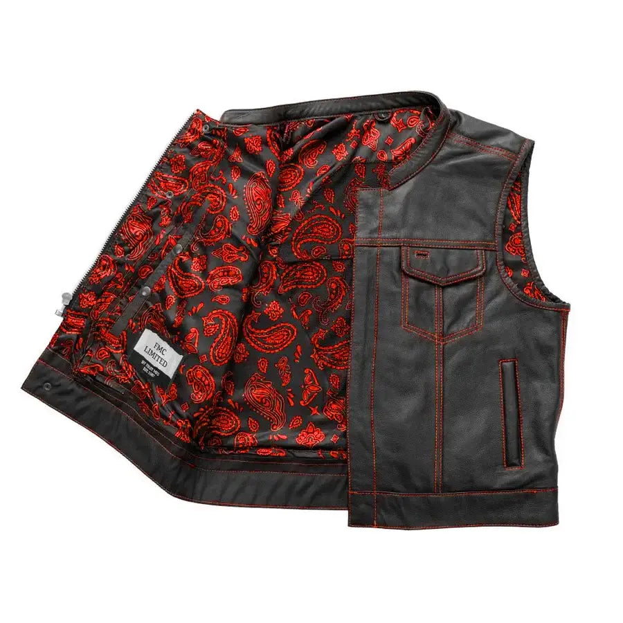 The Club Cut Men's Motorcycle Leather Vest, Multiple Color Options - First Manufacturing Company - Flyclothing LLC