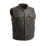 The Club Cut Men's Motorcycle Leather Vest, Multiple Color Options - First Manufacturing Company - Flyclothing LLC