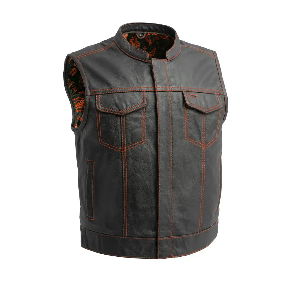 The Club Cut Men's Motorcycle Leather Vest, Multiple Color Options - First Manufacturing Company - Flyclothing LLC