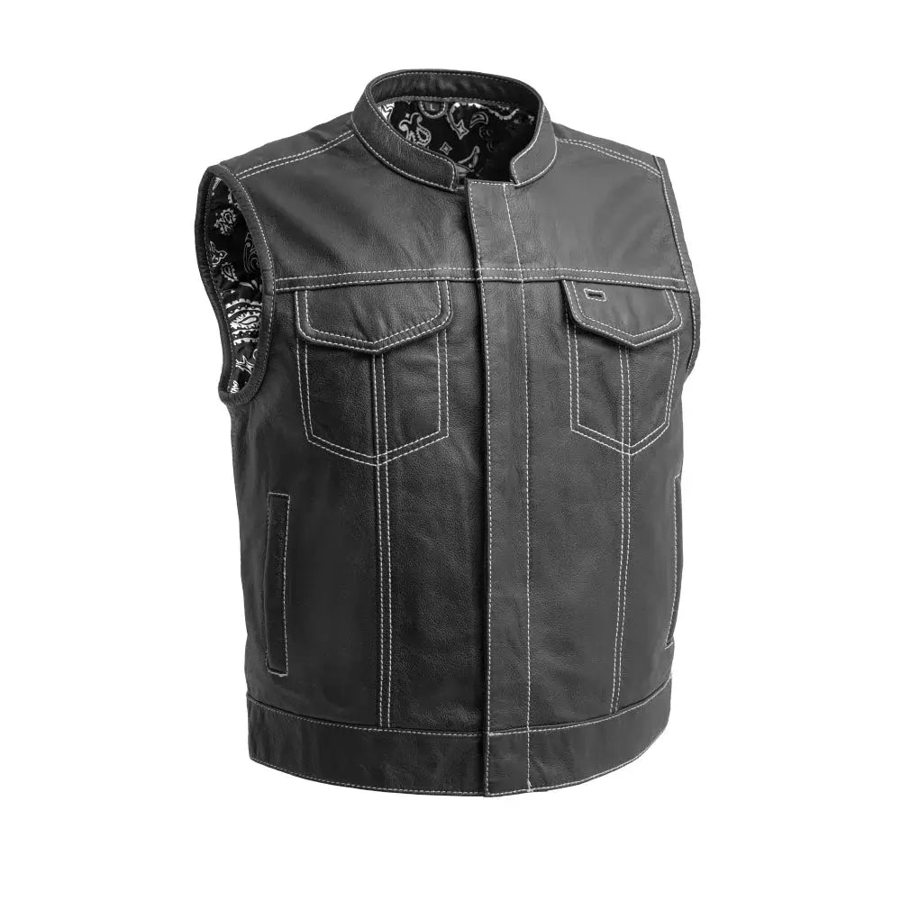 The Club Cut Men's Motorcycle Leather Vest, Multiple Color Options - First Manufacturing Company - Flyclothing LLC
