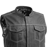 The Club Cut Men's Motorcycle Leather Vest, Multiple Color Options - First Manufacturing Company - Flyclothing LLC