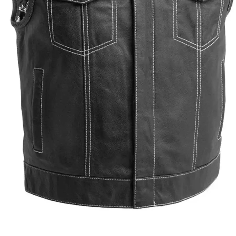 The Club Cut Men's Motorcycle Leather Vest, Multiple Color Options - First Manufacturing Company - Flyclothing LLC