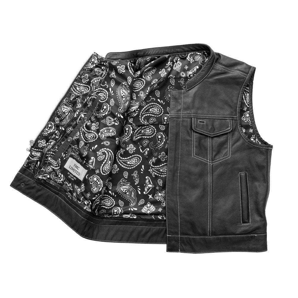 The Club Cut Men's Motorcycle Leather Vest, Multiple Color Options - First Manufacturing Company - Flyclothing LLC