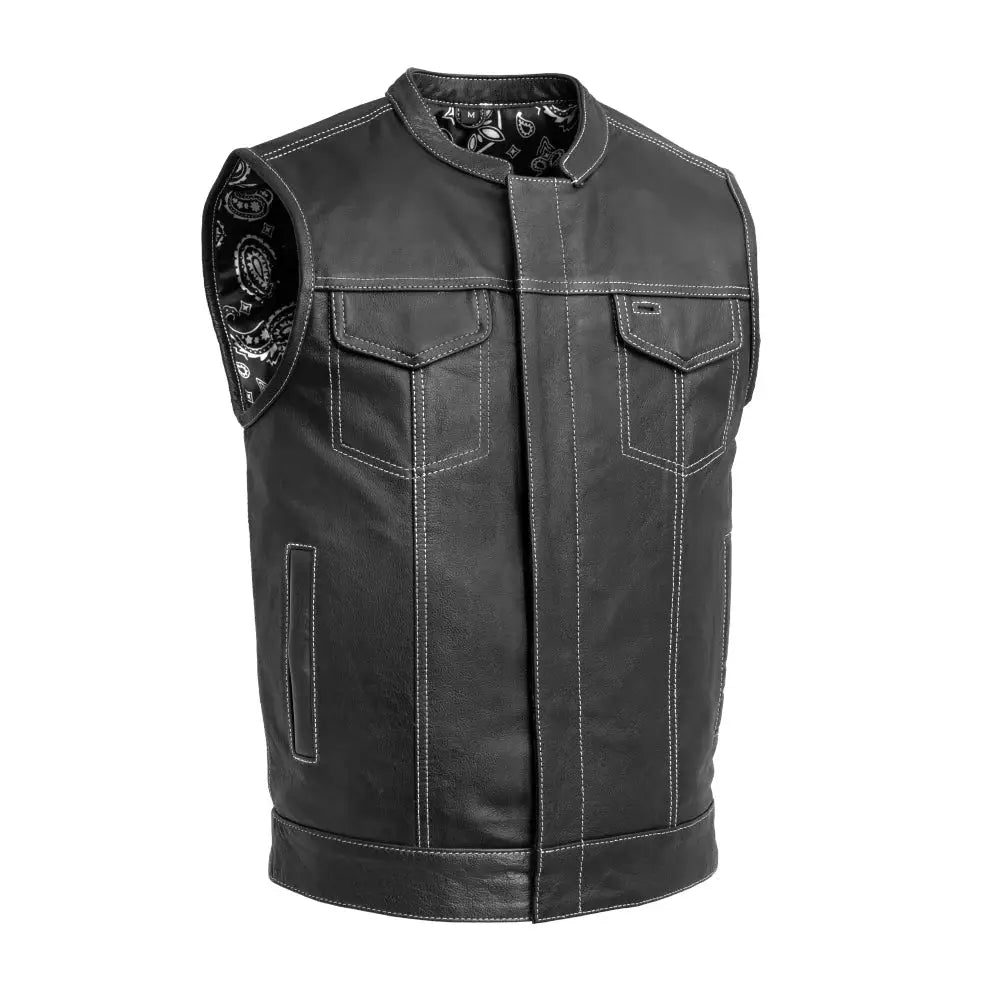 The Cut Men's Motorcycle Leather Vest, Multiple Color Options - First Manufacturing Company - Flyclothing LLC