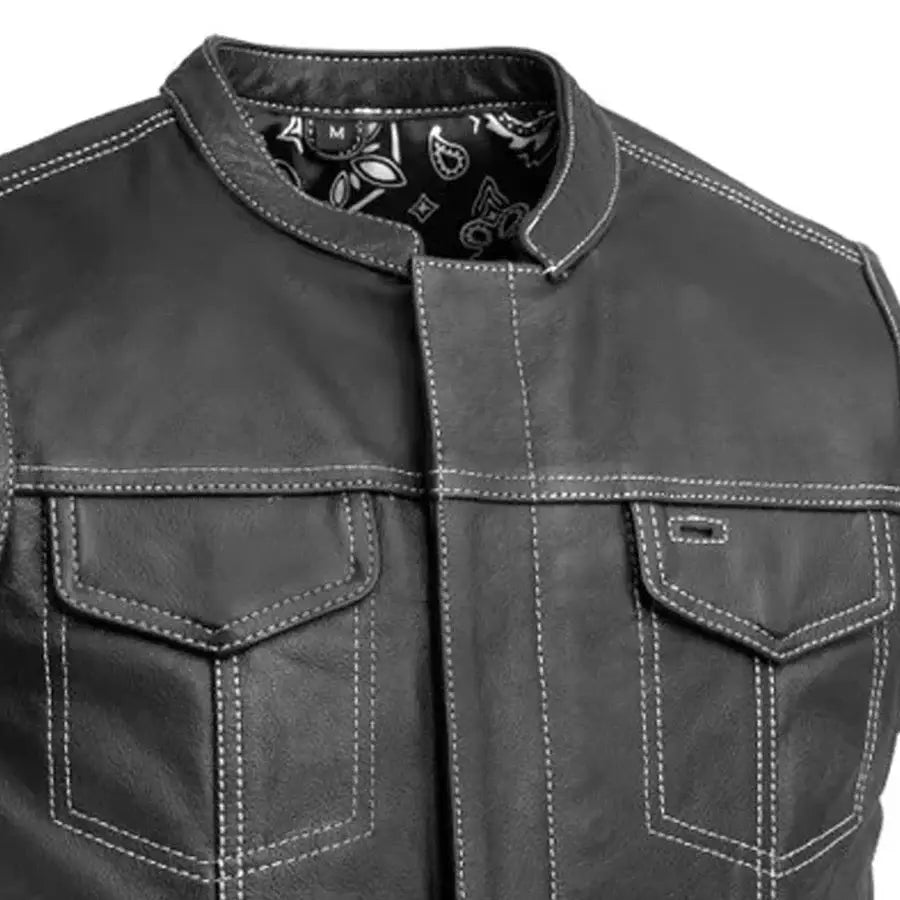 The Cut Men's Motorcycle Leather Vest, Multiple Color Options - First Manufacturing Company - Flyclothing LLC