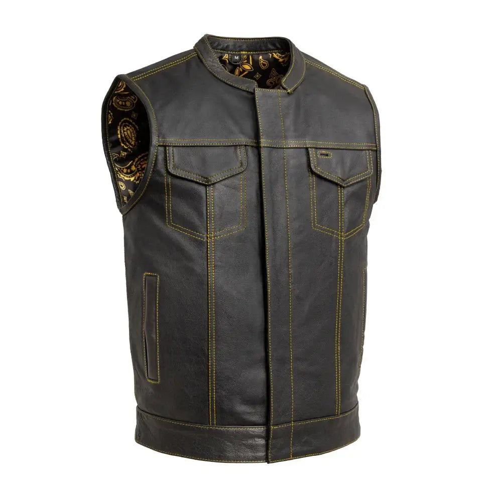 The Cut Men's Motorcycle Leather Vest, Multiple Color Options - First Manufacturing Company - Flyclothing LLC
