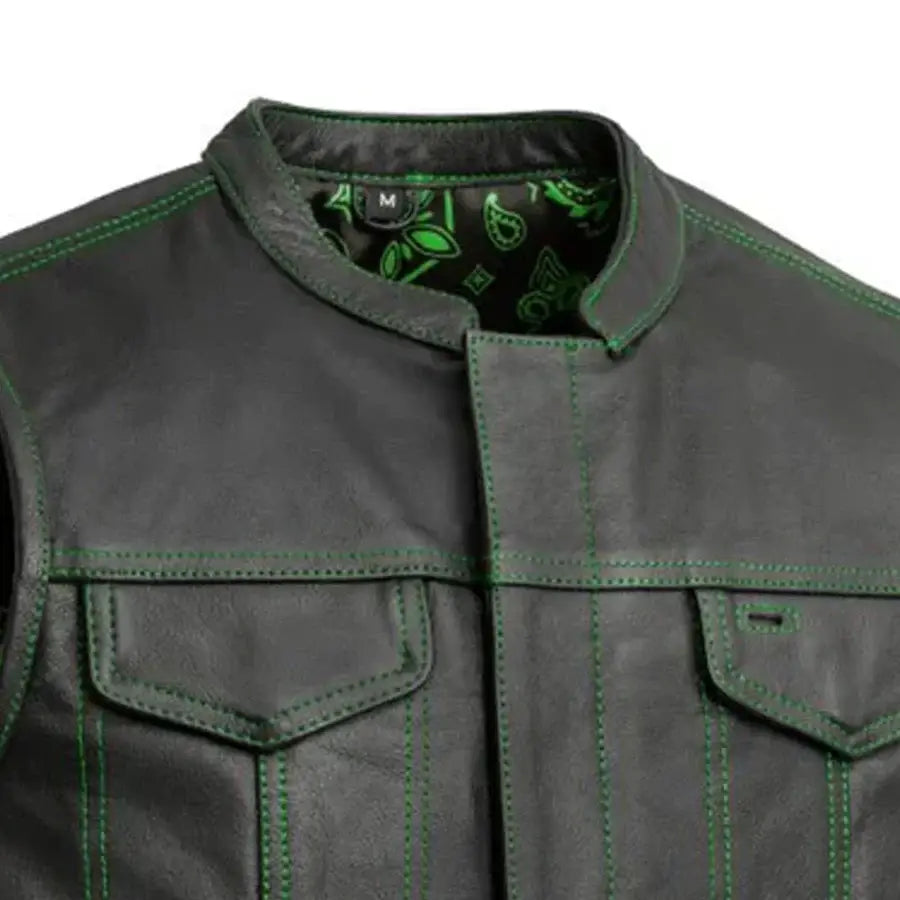 The Cut Men's Motorcycle Leather Vest, Multiple Color Options - First Manufacturing Company - Flyclothing LLC