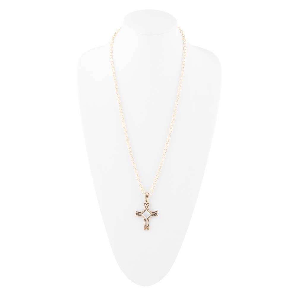 The Light White Mother of Pearl Cross Pendant Golden Necklace - Barse Jewelry - Flyclothing LLC