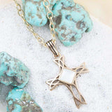 The Light White Mother of Pearl Cross Pendant Golden Necklace - Barse Jewelry - Flyclothing LLC