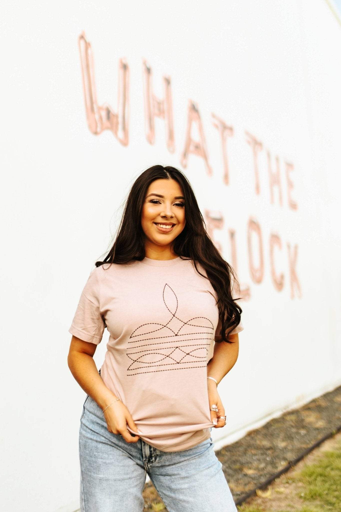 The Original, Viral Boot Stitch Western Graphic Tee - Pink - Wild Junkie - Flyclothing LLC