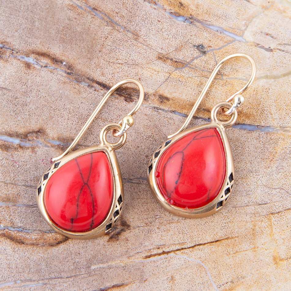 The Perfect Drop Red Howlite Earrings - Barse Jewelry - Flyclothing LLC