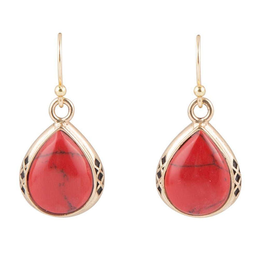 The Perfect Drop Red Howlite Earrings - Barse Jewelry - Flyclothing LLC