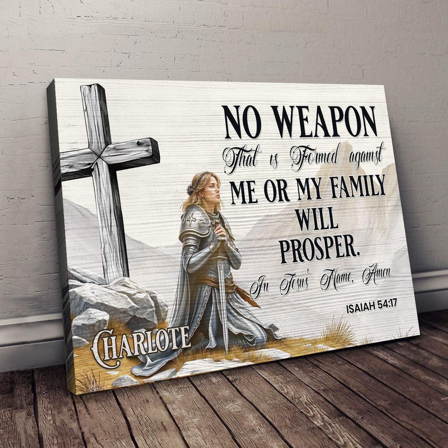 No Weapon That Is Formed Against You Will Prosper Isaiah 54:17 Faith Sign IV - Tailored Canvases - Flyclothing LLC