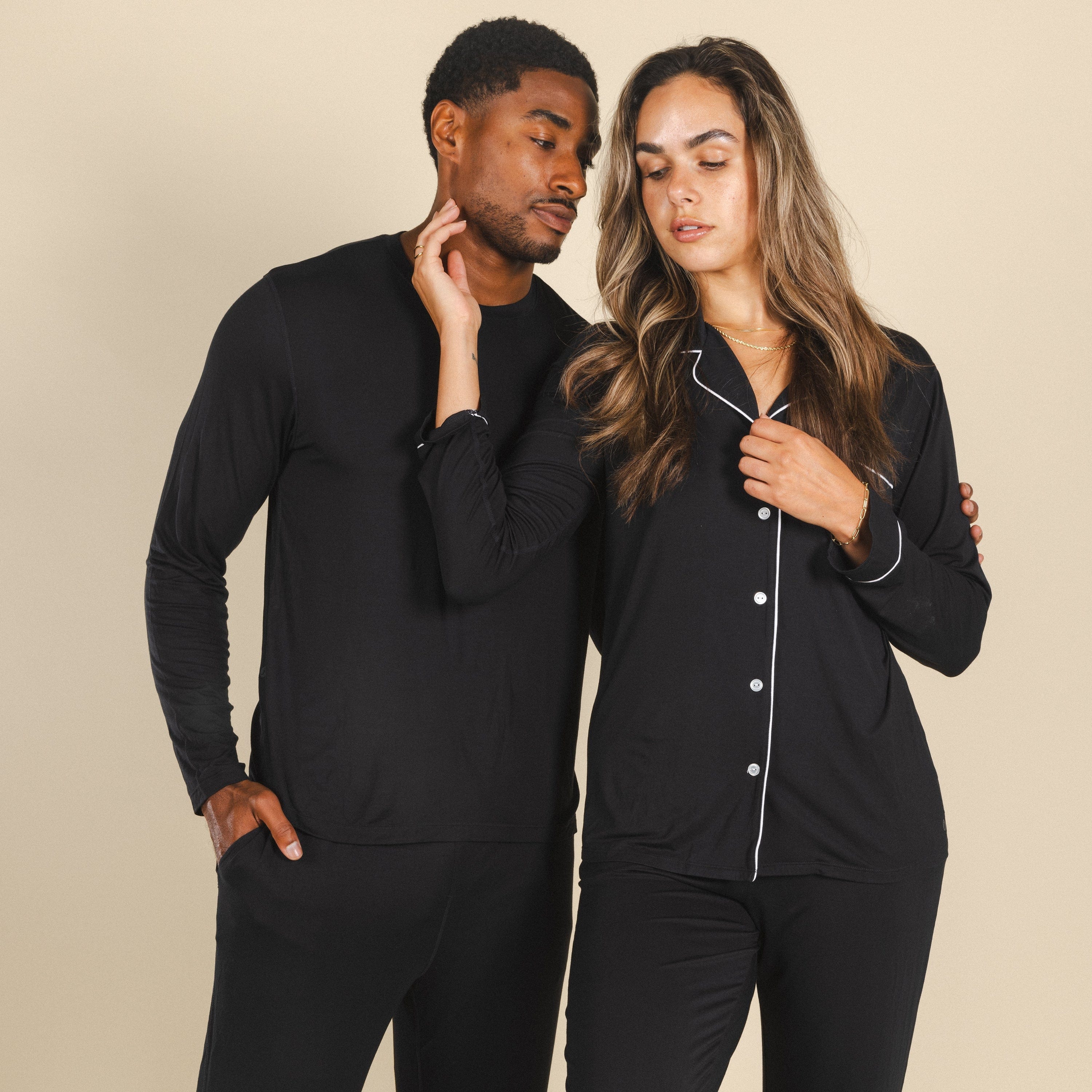 The Threat Level Midnight | Black SleepDeep™ Men’s Long Sleeve Pajama Shirt - Shinesty