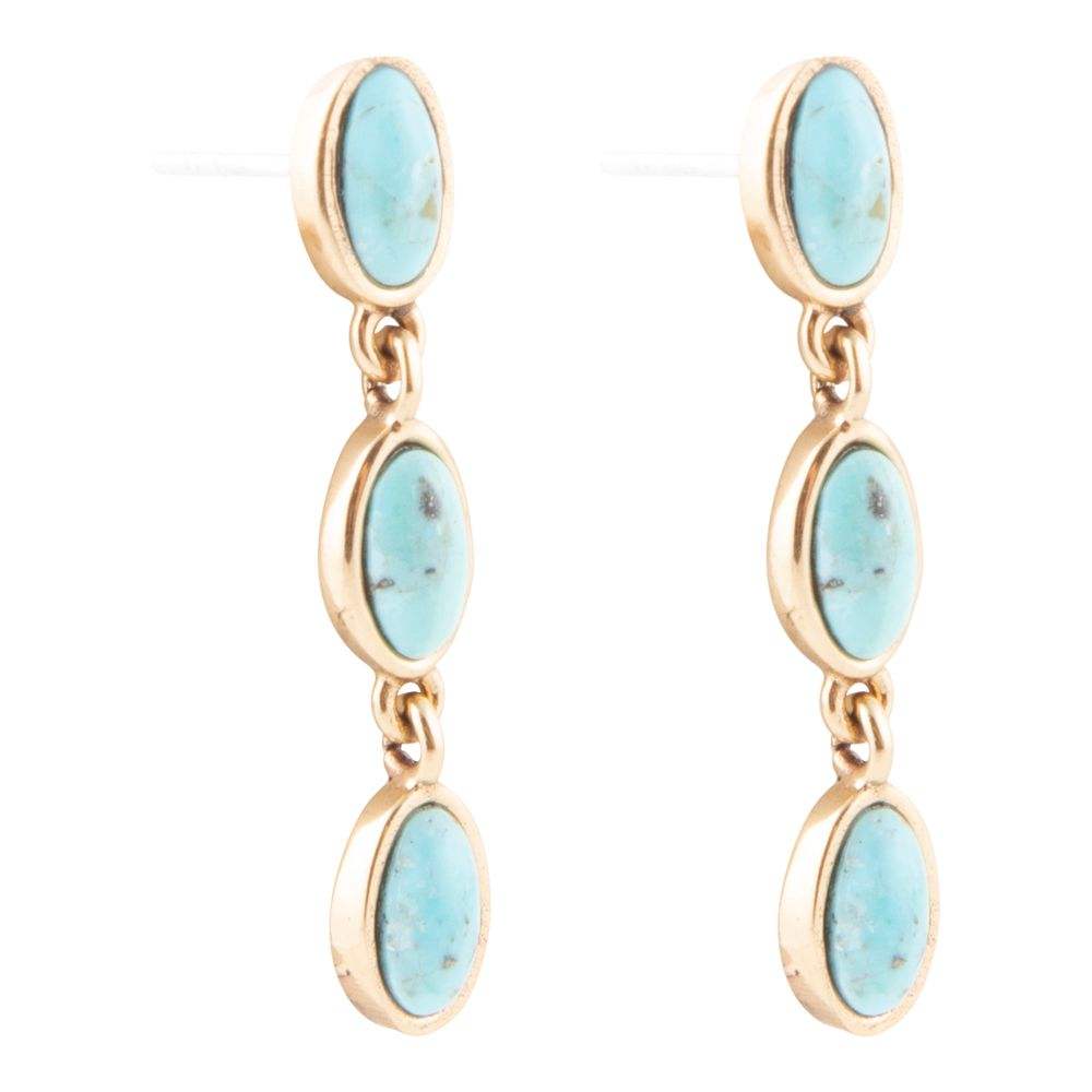 Three Times the Blue Turquoise Golden Drop Earrings - Barse Jewelry - Flyclothing LLC