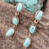 Three Times the Blue Turquoise Golden Drop Earrings - Barse Jewelry - Flyclothing LLC
