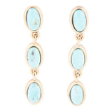 Three Times the Blue Turquoise Golden Drop Earrings - Barse Jewelry