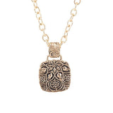 Carved Blue Turquoise Stone Golden Pendant Necklace - Barse Jewelry - Flyclothing LLC