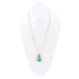 Carved Blue Turquoise Stone Golden Pendant Necklace - Barse Jewelry - Flyclothing LLC