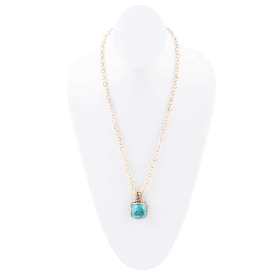 Three Turquoise Stone Necklace - Barse Jewelry - Flyclothing LLC