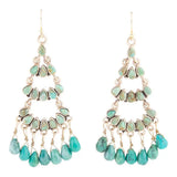 Triple the Blue Turquoise Golden Chandelier Earrings - Barse Jewelry - Flyclothing LLC