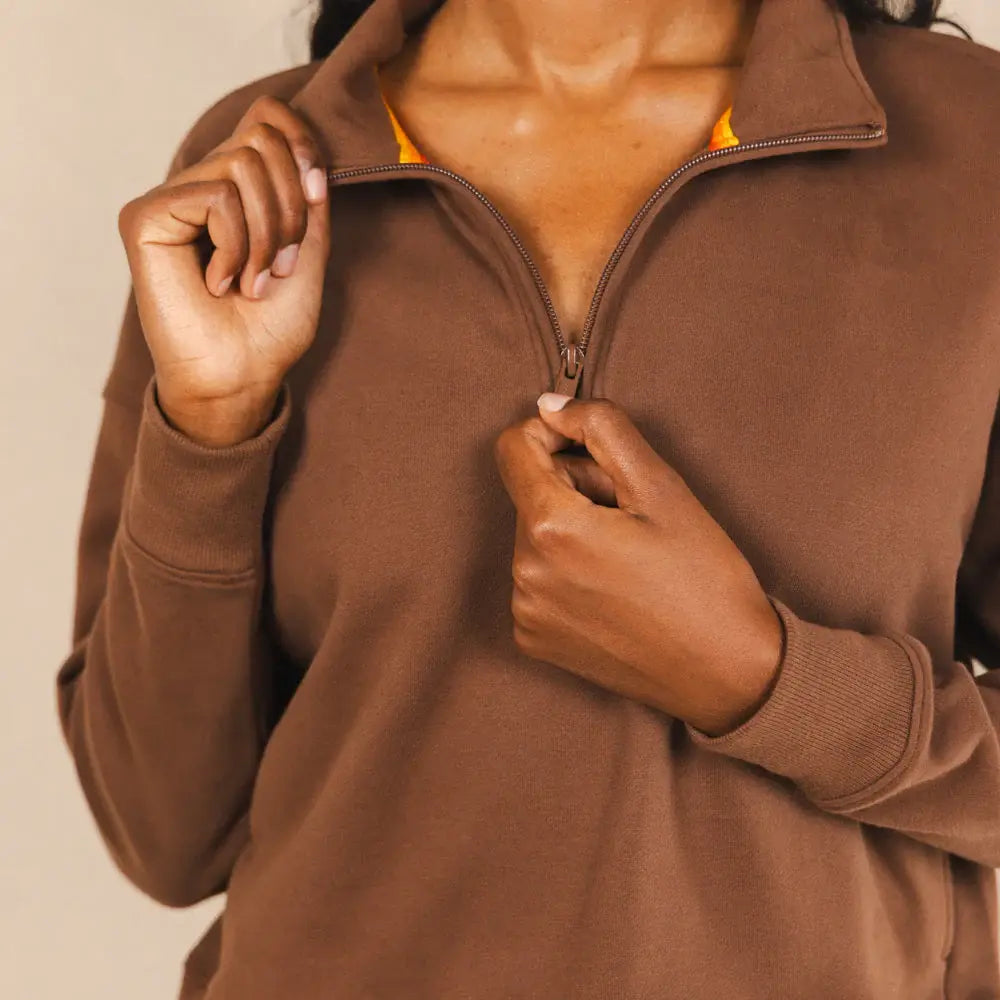 The Mustang | Brown Sexy Terry™ Women’s Half Zip - Shinesty - Flyclothing LLC