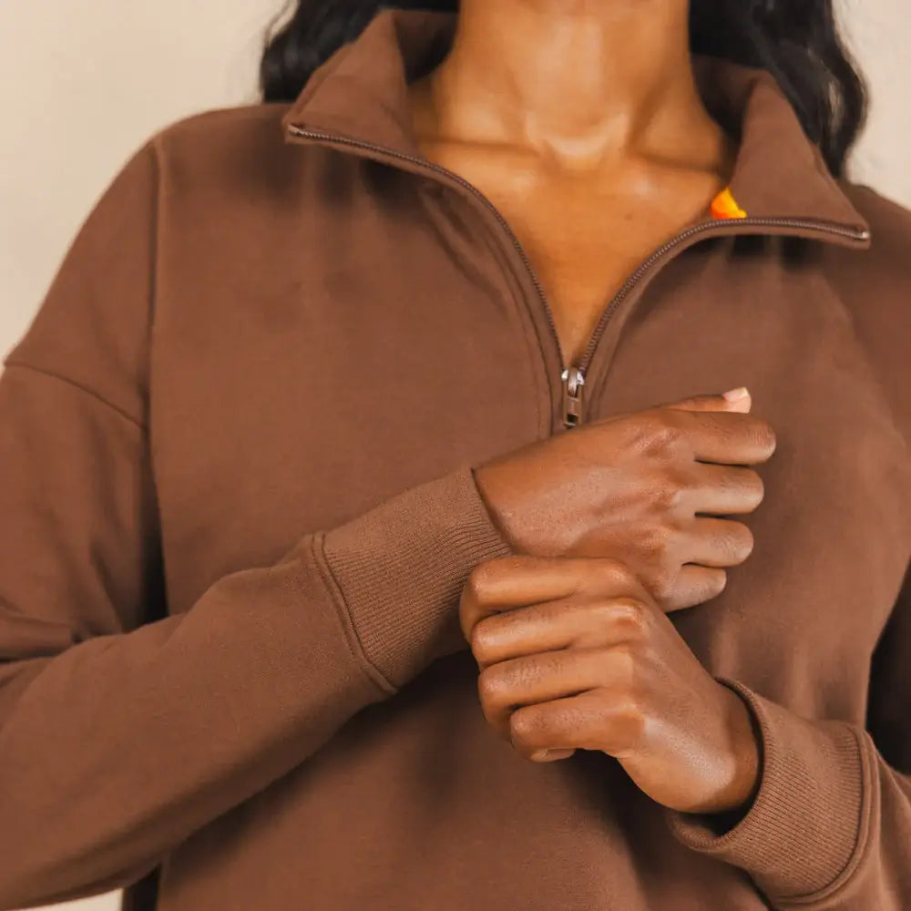 The Mustang | Brown Sexy Terry™ Women’s Half Zip - Shinesty - Flyclothing LLC