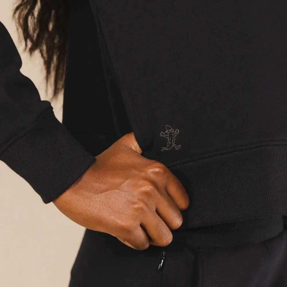 The Threat Level Midnight | Black Sexy Terry™ Women’s Half Zip - Shinesty - Flyclothing LLC