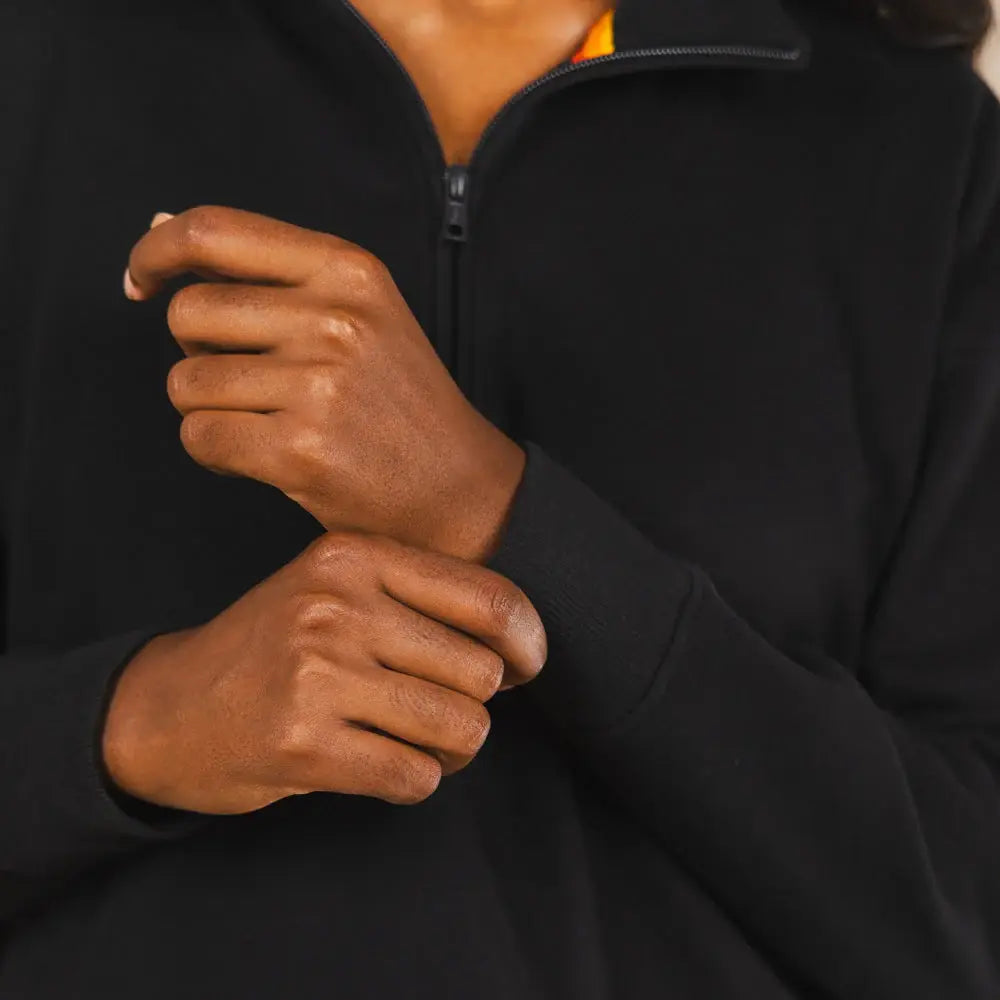 The Threat Level Midnight | Black Sexy Terry™ Women’s Half Zip - Shinesty - Flyclothing LLC