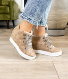 Tiburon Sneaker Wedge in Cream - Naughty Monkey