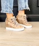 Tiburon Sneaker Wedge in Cream - Naughty Monkey