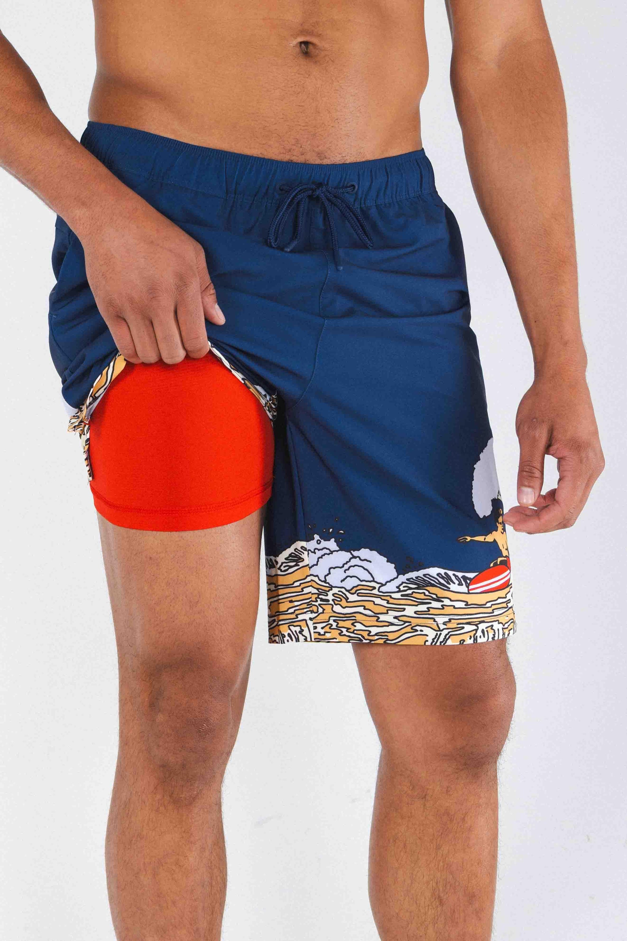 The Tidal Lager | Beer Surfer Ball Hammock® Pouch 8" Swim Trunks - Shinesty - Flyclothing LLC