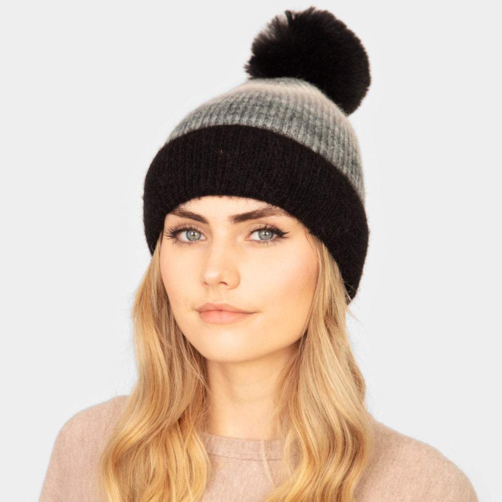 Tie Dye Fleece Pom Pom Beanie Hat - Madeline Love - Flyclothing LLC
