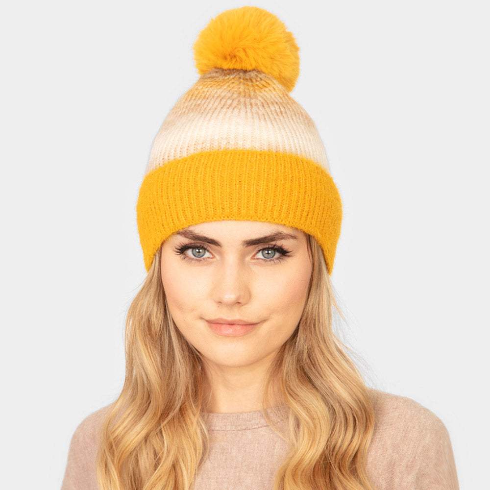 Tie Dye Fleece Pom Pom Beanie Hat - Madeline Love - Flyclothing LLC