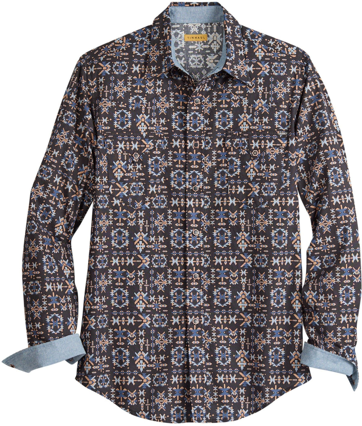 Tin Haul Mens Aztecs Print Long Sleeve Snap Western Shirt - Tin Haul - Flyclothing LLC