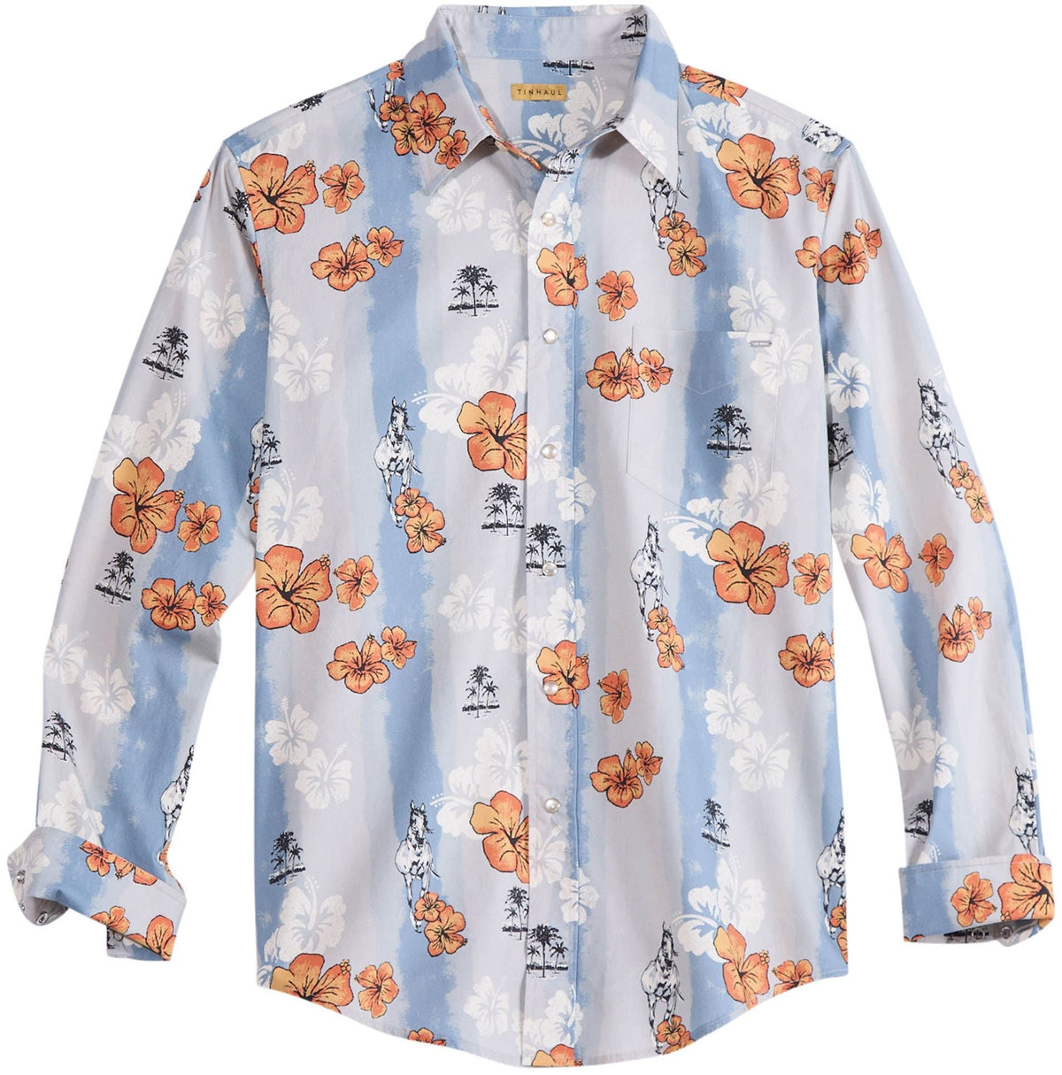 Tin Haul Mens Vintage Tripical Long Sleeve Snap Western Shirt - Tin Haul - Flyclothing LLC