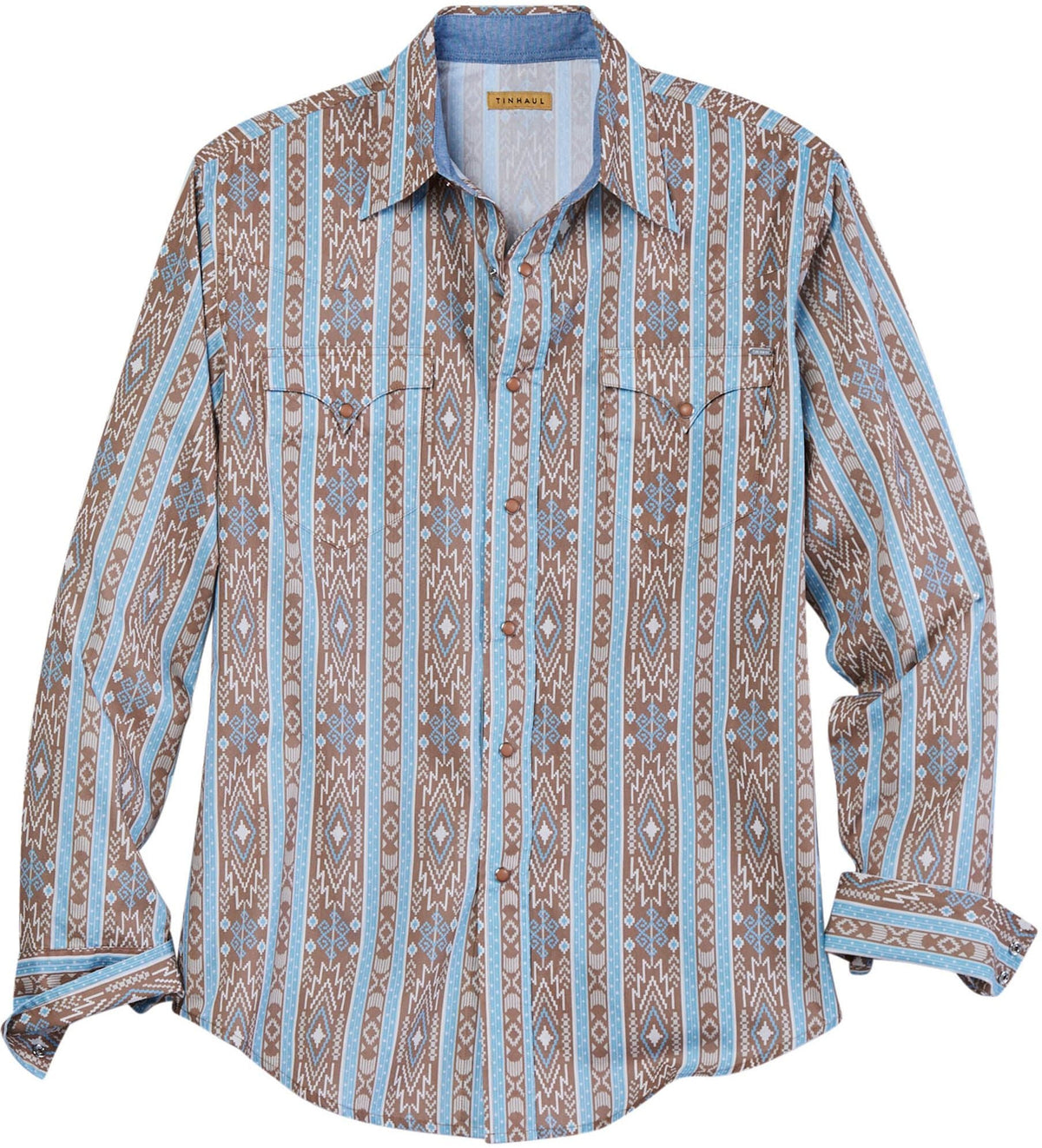 Tin Haul Mens Tribal Stripe Print Long Sleeve Snap Western Shirt - Tin Haul - Flyclothing LLC