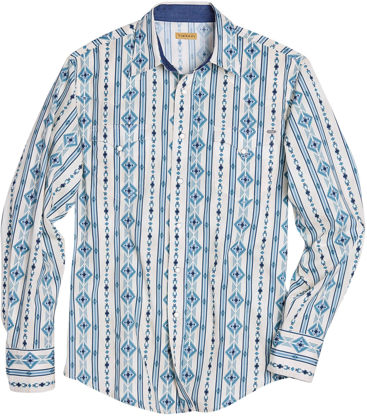 Tin Haul Mens Retro Aztec Stripe Long Sleeve Snap Western Shirt - Tin Haul - Flyclothing LLC