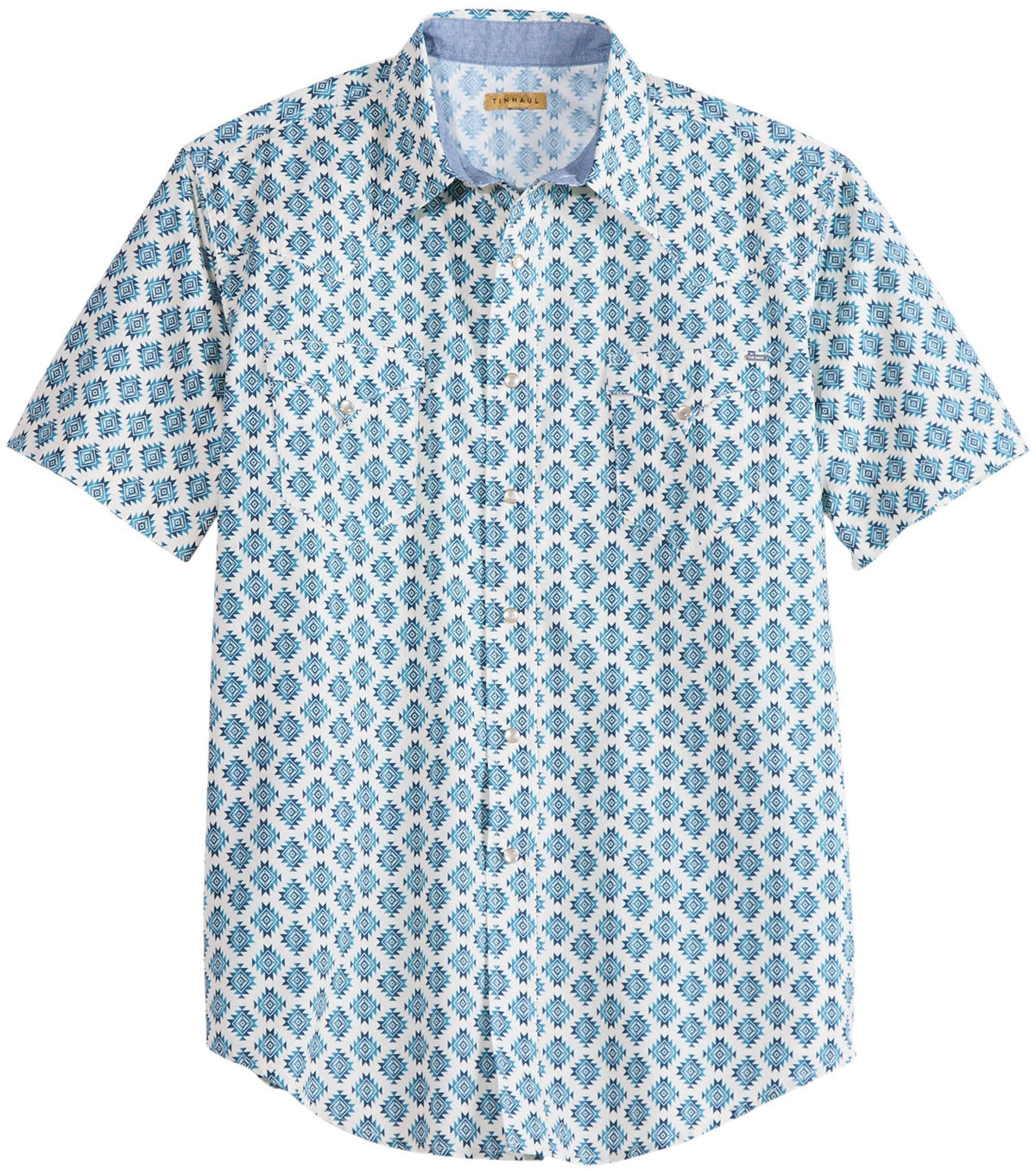 Tin Haul Mens Ombre Aztec Tiles Short Sleeve Snap Western Shirt - Tin Haul - Flyclothing LLC