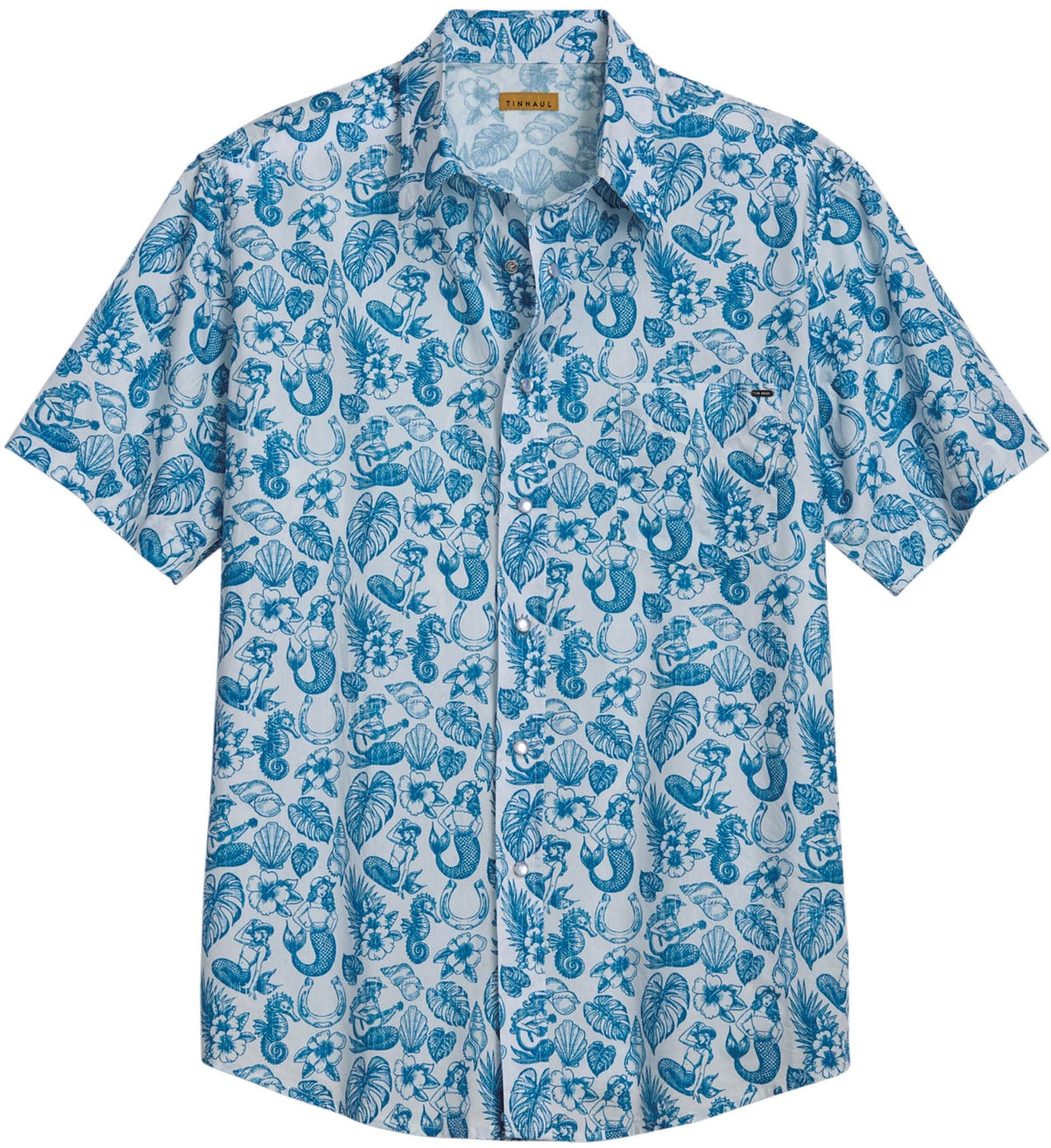 Tin Haul Mens Nautical Print Short Sleeve Snap Shirt - Tin Haul - Flyclothing LLC