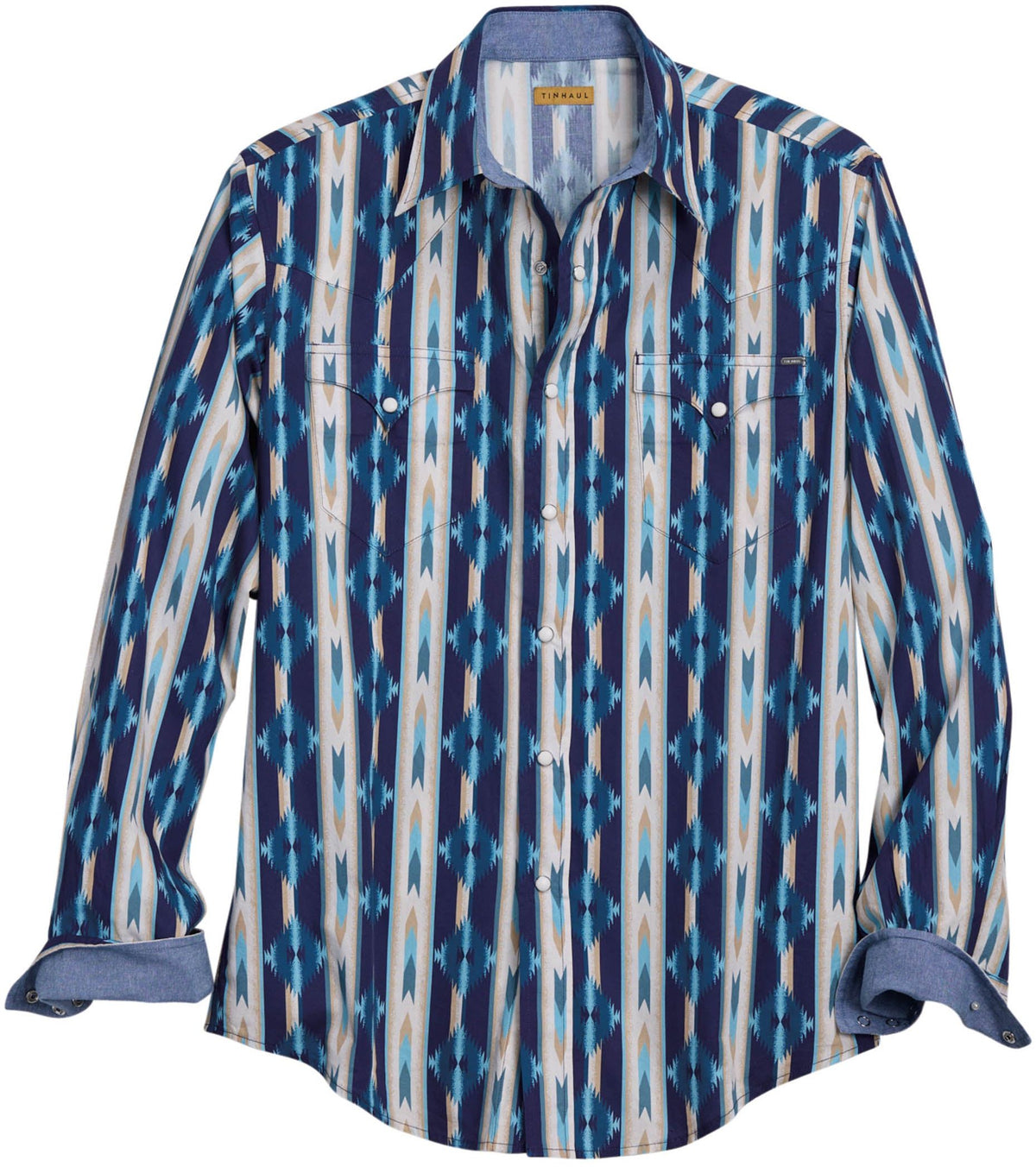 Tin Haul Mens Retro Aztec Stripe Short Sleeve Snap Shirt - Tin Haul - Flyclothing LLC