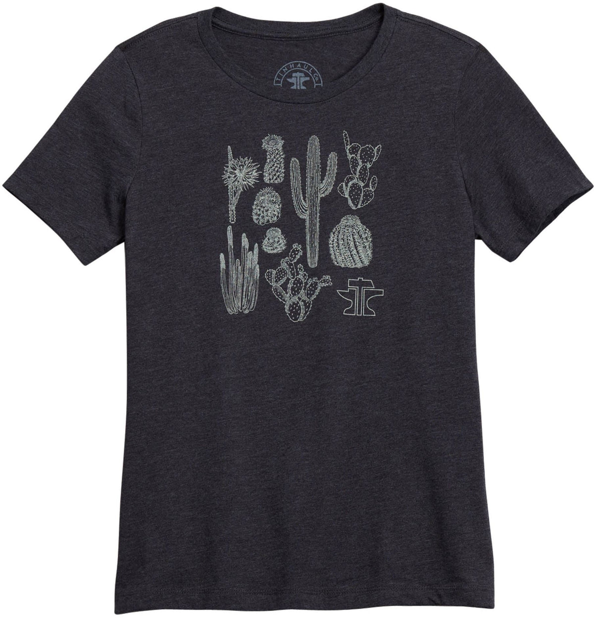 Tin Haul Womens Scattered Cacti Screen Print Short Sleeve Shirt